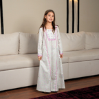 Garden Green & Pink Hand-Beaded Cotton Kaftan, QAR 395