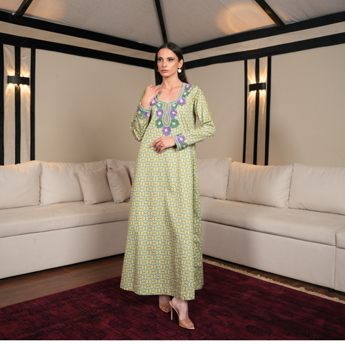 Hand-Beaded Cotton Kaftan, QAR 775