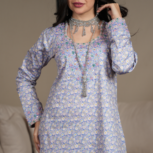 Hand-Beaded Cotton Kaftan, QAR 775