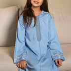 Sky Blue Embroidered Hoodie Kaftan, QAR 495