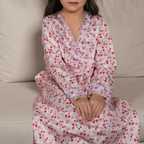 Cherry Pink Hand-Beaded Cotton Kaftan, QAR 395