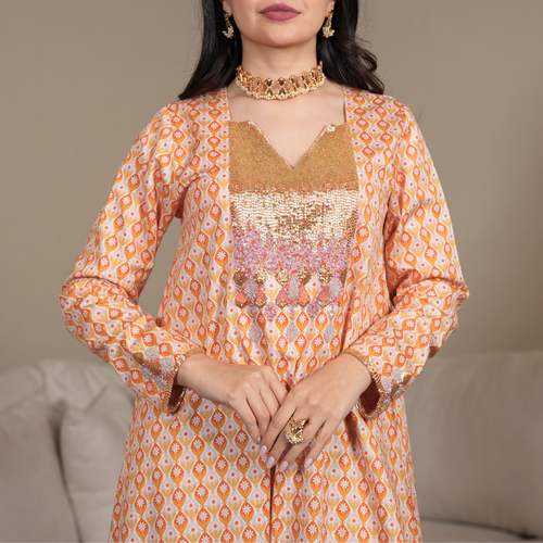 Hand-Beaded Cotton Kaftan, QAR 775