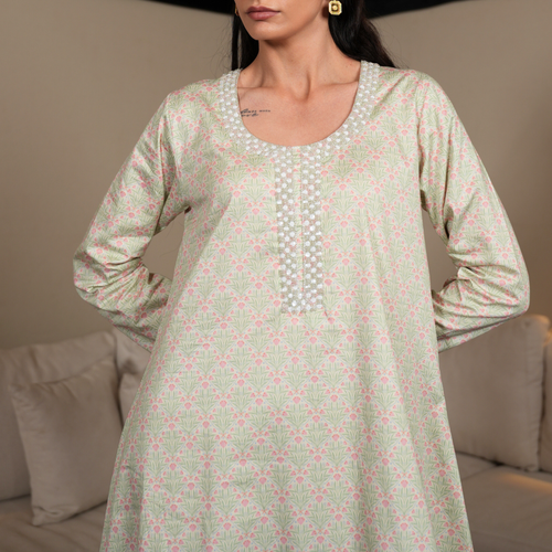 Hand-Beaded Cotton Kaftan, QAR 775