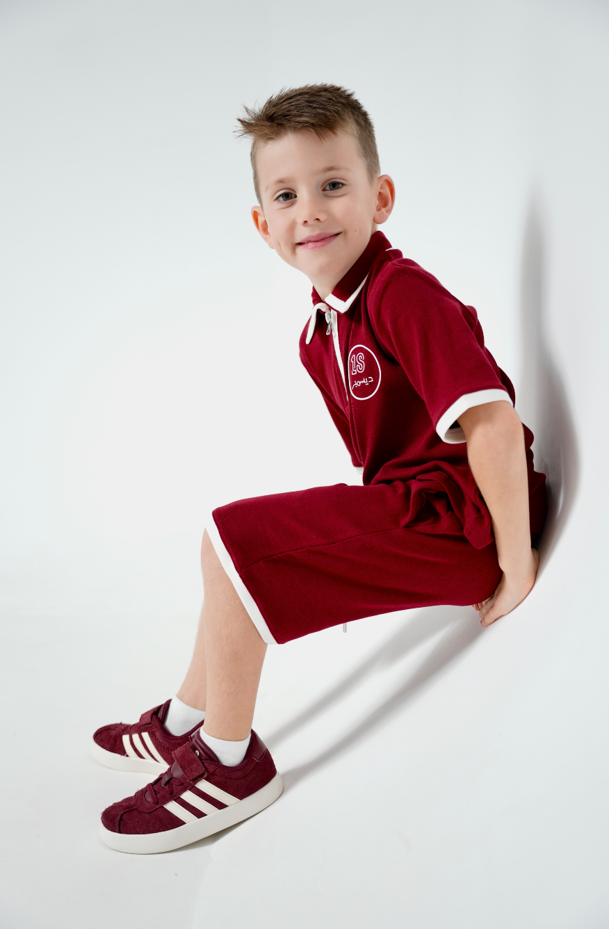 Maroon Polo & Shorts Set, Qatar National Day